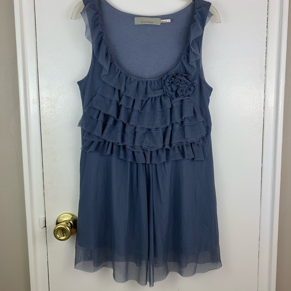 Burlap for Anthropologie blue lace ruffle top